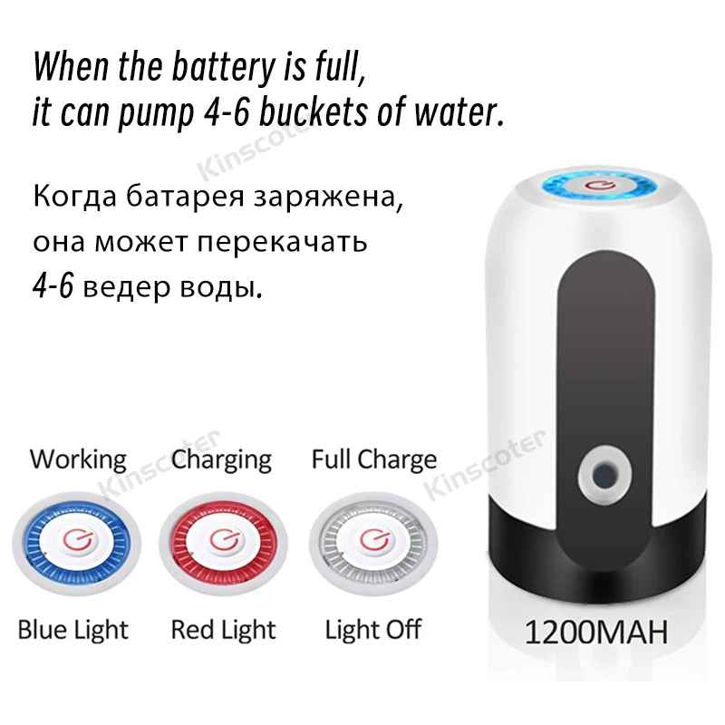 Portable Automatic Drinking Water Pump with Switch and USB Charging Mini Electric Water Dispenser for Universal 5 Gallon Bottle