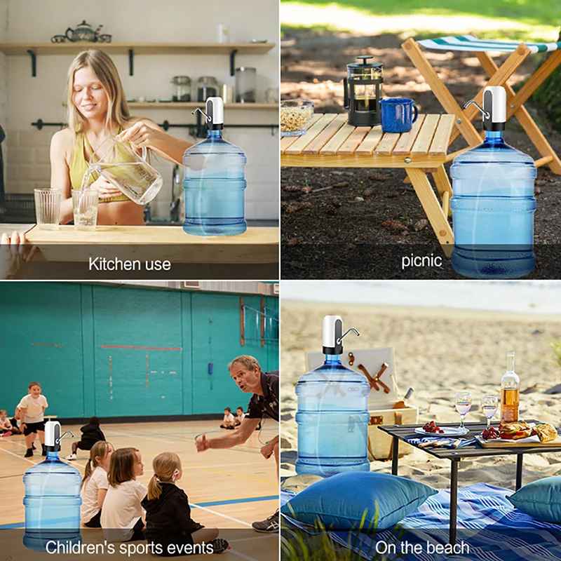 Portable Automatic Drinking Water Pump with Switch and USB Charging Mini Electric Water Dispenser for Universal 5 Gallon Bottle