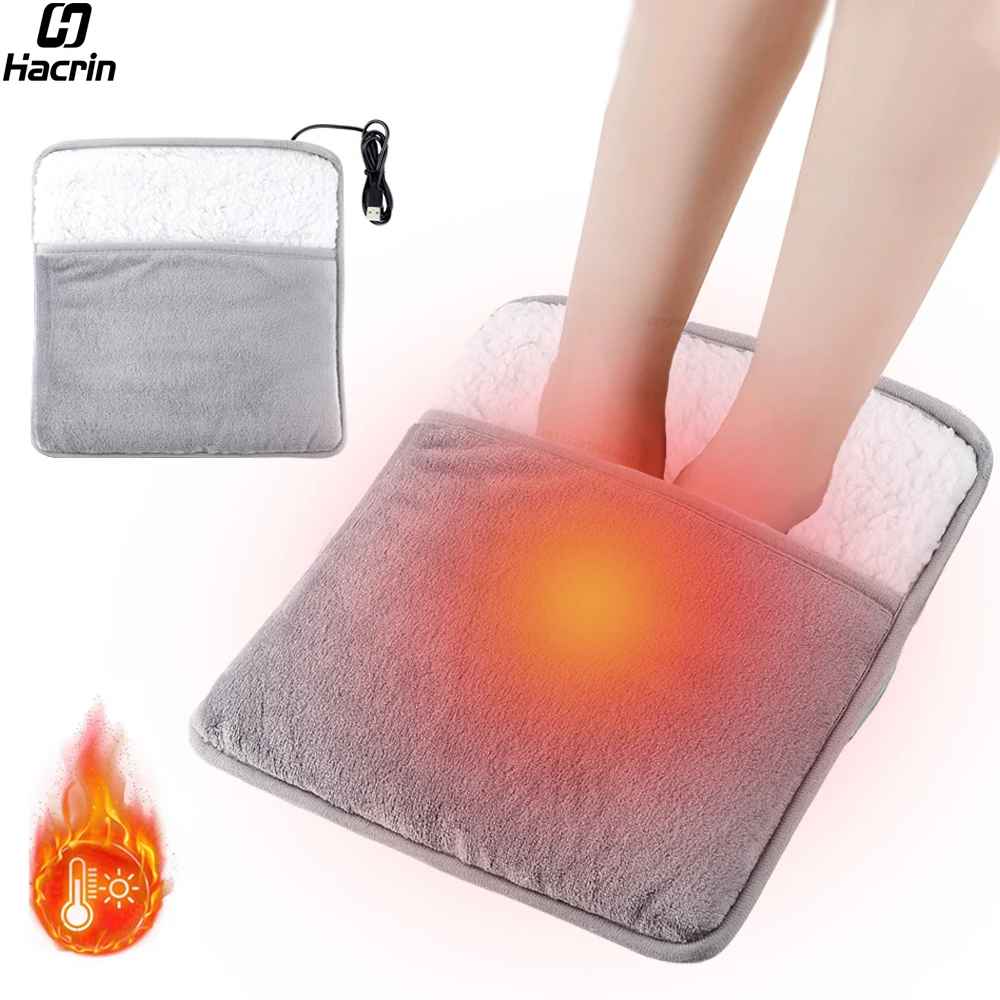 Foot Warmer USB Foot Heater Thermal Foot Heating Pad Soft Plush Warm Foot Cover Electric Heating Feet Warmer for Home Bedroom